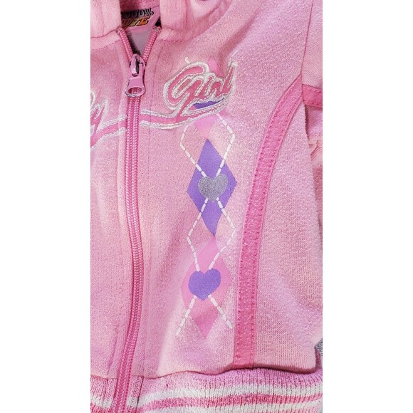 1000% Cute 3-6 Months Toddler Preppy Pastel Pink Vintage Varsity Hoodie Jacket - Picture 6 of 11